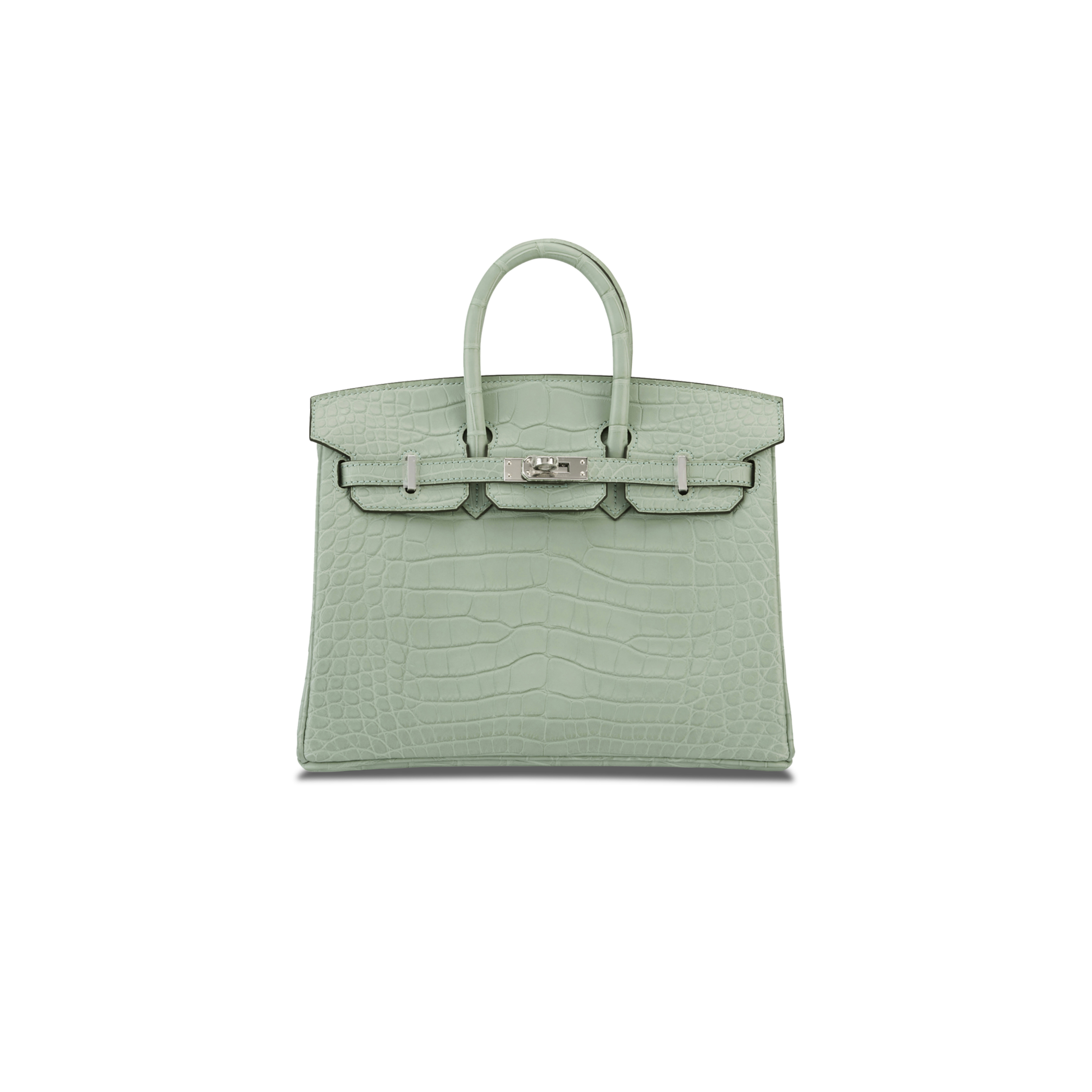H**mes master birkin 20 crocodile leather mint green silver buckle h041350ck08 (20*15.5*11cm)